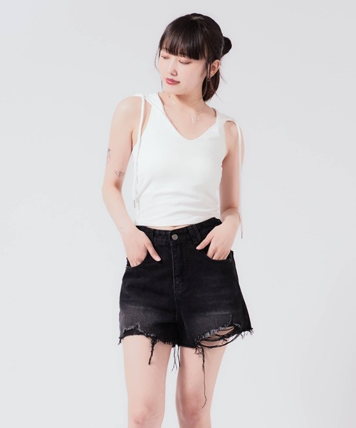 Chick タンクトップ ノースリーブ Camisole with hood / フード付き