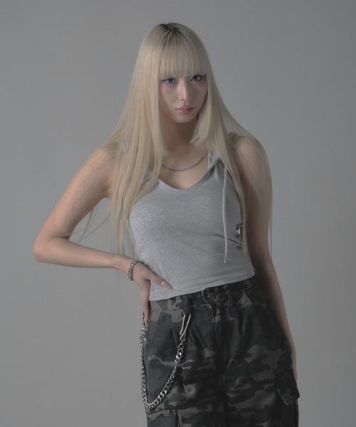 Chick タンクトップ ノースリーブ Camisole with hood / フード付き
