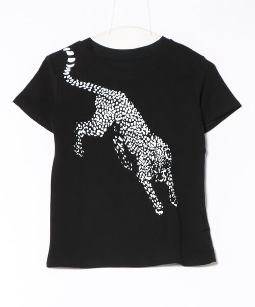 DIAVEL tシャツ フロントヒョウ柄プリントTシャツ/半袖
