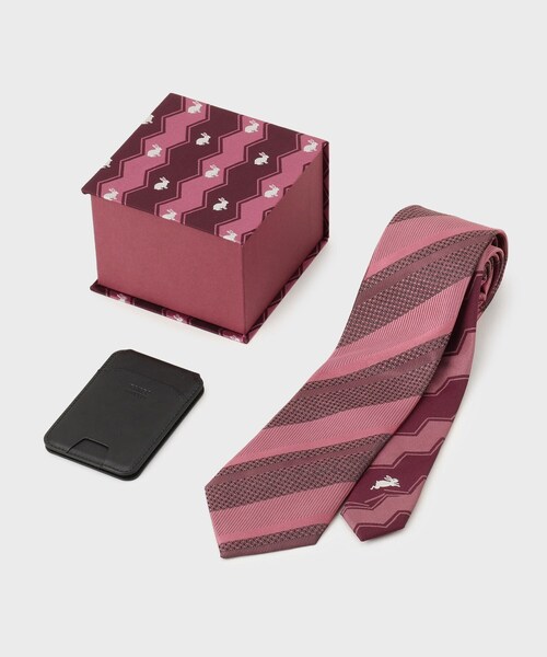 HOMME PLISSÉ バーガンディ ネクタイ 専用ケース付き TAKEO KIKUCHI（タケオキクチ） ネクタイ 「スマホスタンド機能付き