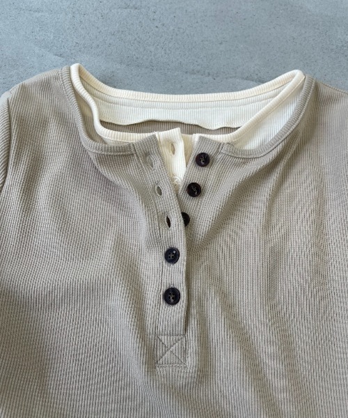 AIC. tシャツ レイヤードライクヘンリーネックリブトップス レディース