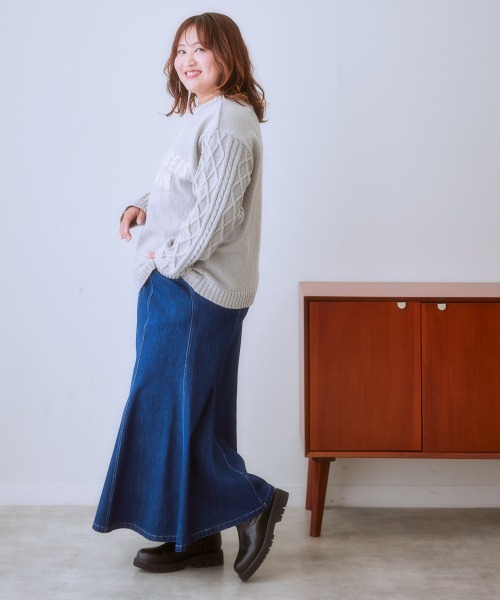 SMILELAND デニムスカート 「大きいサイズ」マキシ丈デニムスカート