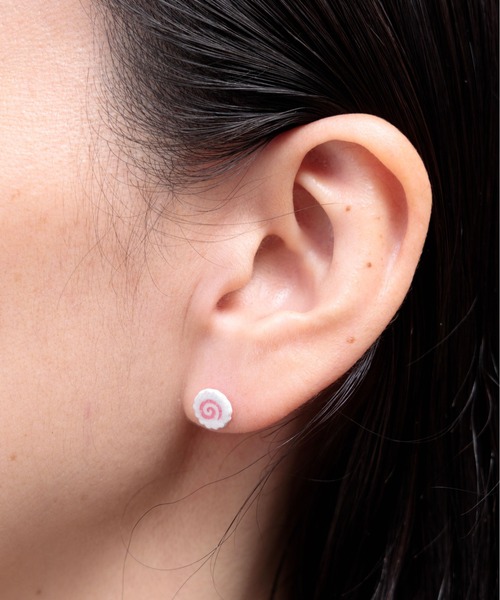Gちゃん❤️ホワイトシェル　マーガレット　カービング　他　14kgfピアス ホワイトシェル レクタングル3連 【White Shell】アシンメトリー 14kgf