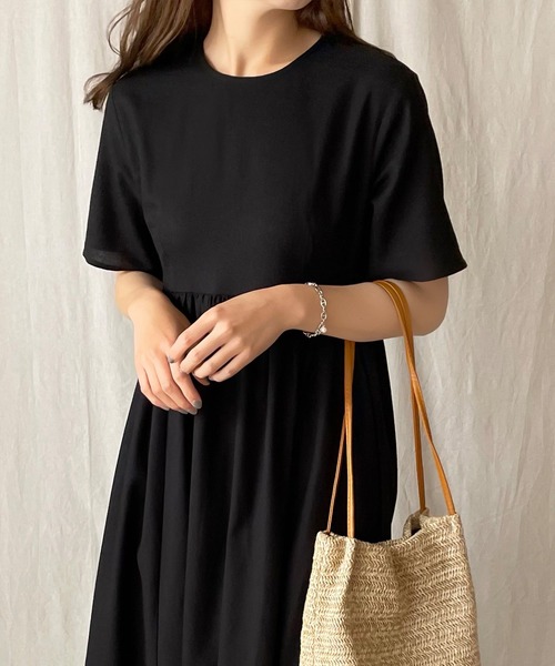 「JUNOAH」 半袖ワンピース LARGE ワイン レディース_画像7