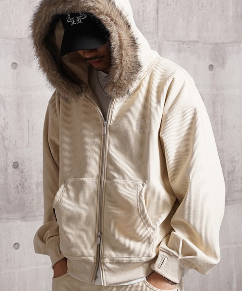 Laufer ブルゾン アウター 「Laufer」ファー使い コーデュロイ