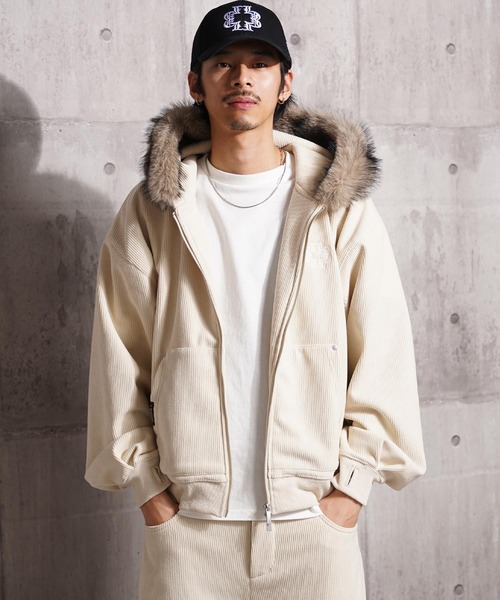 ジャケット・アウター fur hooded corduroy jacket Laufer ブルゾン アウター 「Laufer」ファー使い コーデュロイ