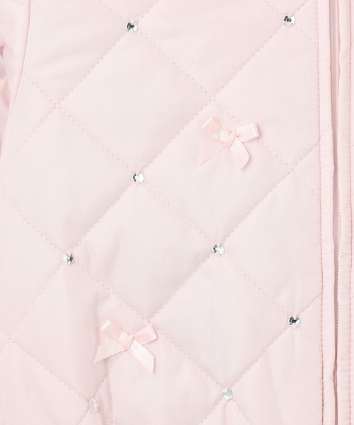 mezzo piano ブルゾン アウター リボンキルティング フェイクファー衿