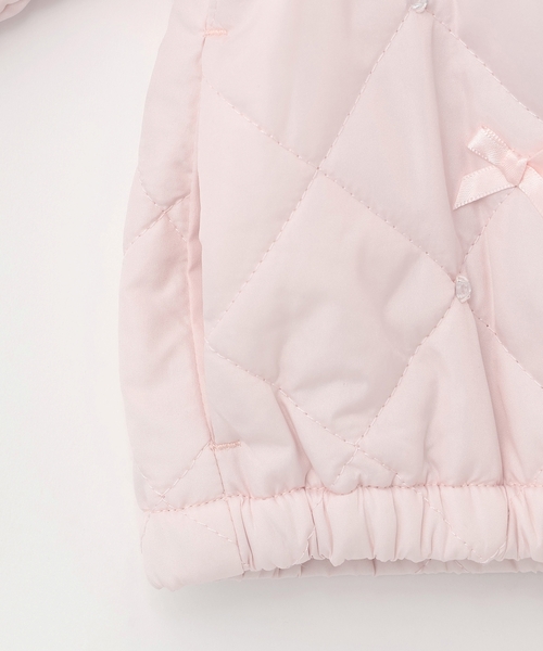 mezzo piano ブルゾン アウター リボンキルティング フェイクファー衿