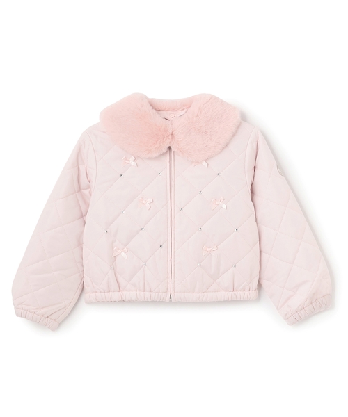 mezzo piano ブルゾン アウター リボンキルティング フェイクファー衿