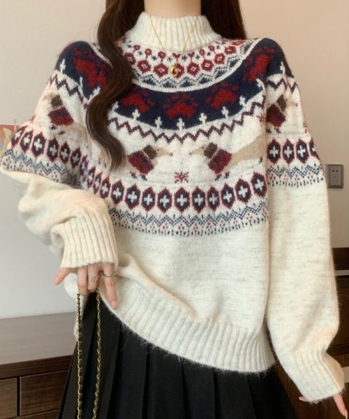 Sibra（シブラ） ニット セーター 大人気ノルディック柄カーデとお揃い