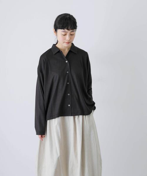 かぐれ ブラウス シャツ ウォッシャブルウールカットシャツ レディース