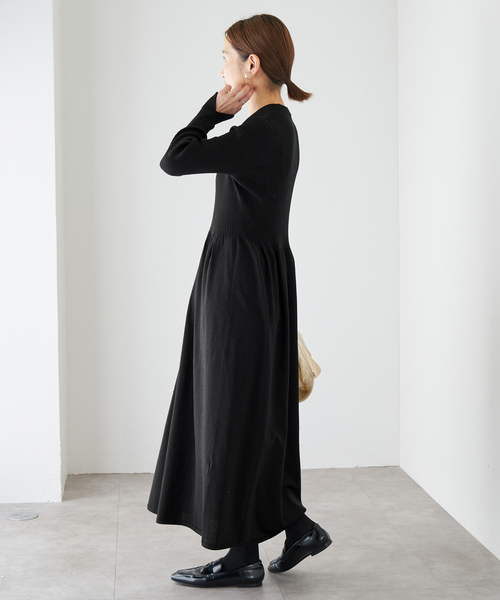 【美品】イエナ 24AW デザインカノコニットワンピース ロング 黒 完売品 美品】イエナ 24AW デザインカノコニットワンピース ロング 黒 完売品