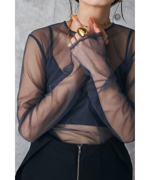 la peau de gem（ラポドゥジェム） 長袖ブラウス FREE ブルー