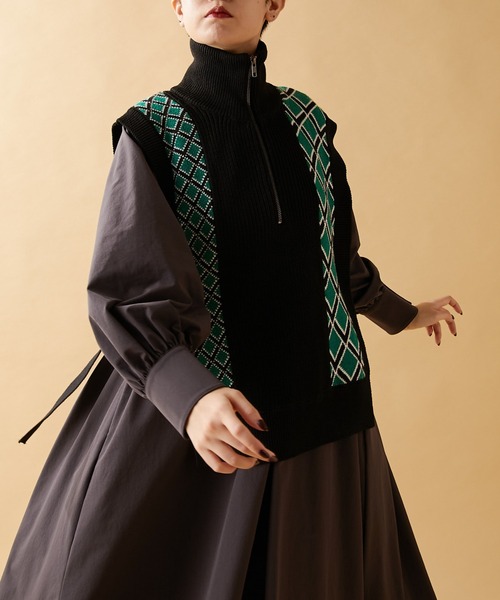 「ear PAPILLONNER」 ニットベスト FREE ブラック レディース_画像5