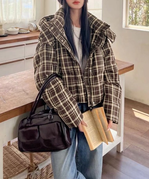 Riff（リフ） ダウンコート ダウンジャケット チェック柄中綿