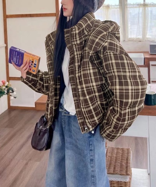 Riff（リフ） ダウンコート ダウンジャケット チェック柄中綿