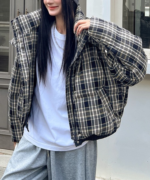 Riff（リフ） ダウンコート ダウンジャケット チェック柄中綿