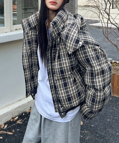 Riff（リフ） ダウンコート ダウンジャケット チェック柄中綿