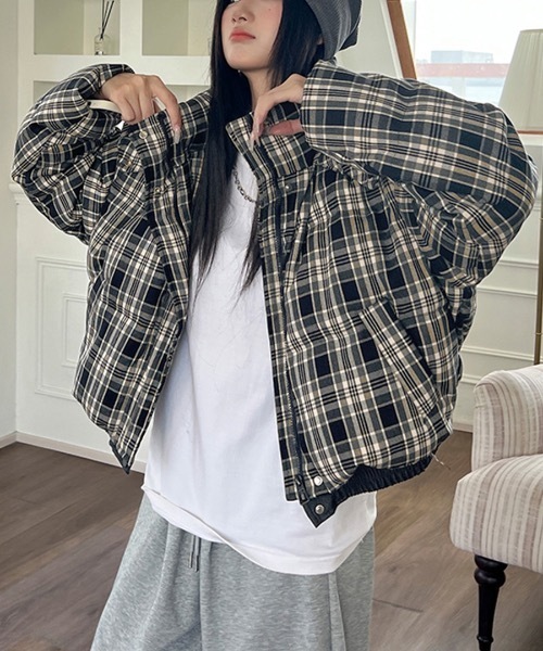 ドラッグストアーズ　リバーシブル　ダウンジャケット　チェック　アップリケ ドラッグストアーズ リバーシブル ダウンジャケット チェック