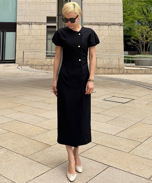 「JENNE」 半袖ワンピース LARGE ブラック レディースの画像