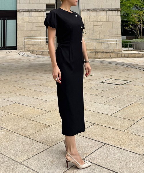 「JENNE」 半袖ワンピース LARGE ブラック レディースの画像