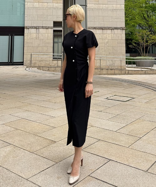 「JENNE」 半袖ワンピース LARGE ブラック レディースの画像
