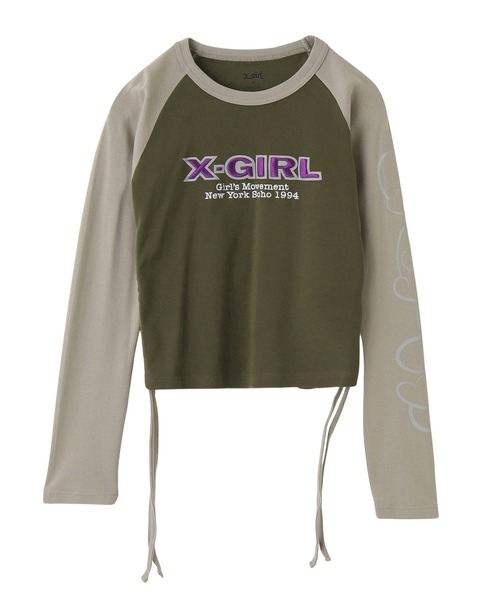 X-girl（エックスガール） tシャツ ORNAMENT HEART SLEEVE RAGLAN L/S