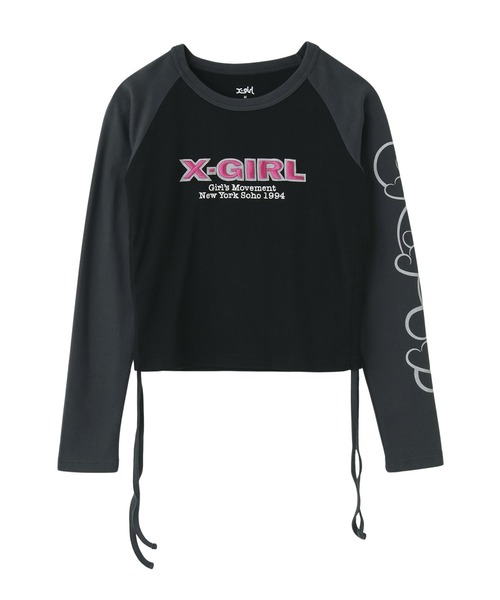 X-girl（エックスガール） tシャツ ORNAMENT HEART SLEEVE RAGLAN L/S