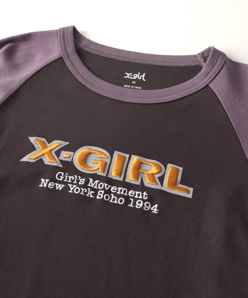 X-girl（エックスガール） tシャツ ORNAMENT HEART SLEEVE RAGLAN L/S 