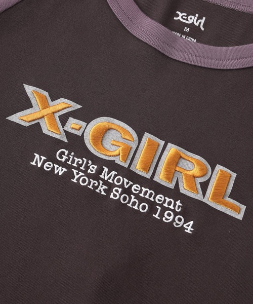 X-girl（エックスガール） tシャツ ORNAMENT HEART SLEEVE RAGLAN L/S 