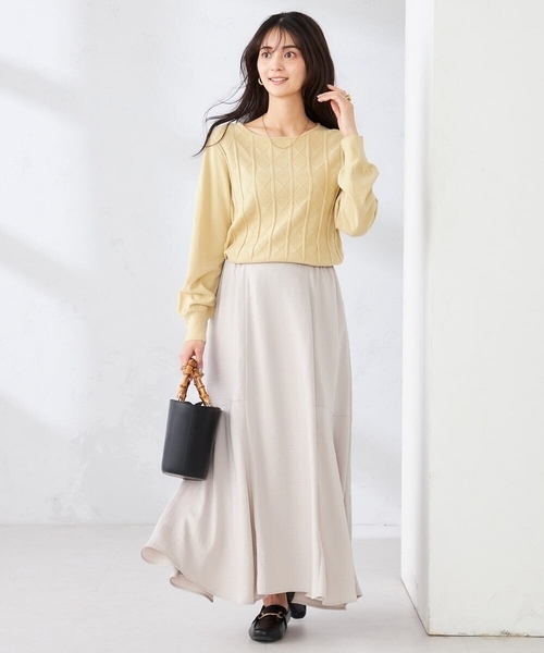 a.v.v（アー・ヴェ・ヴェ） ニット セーター アーガイルパフスリーブ