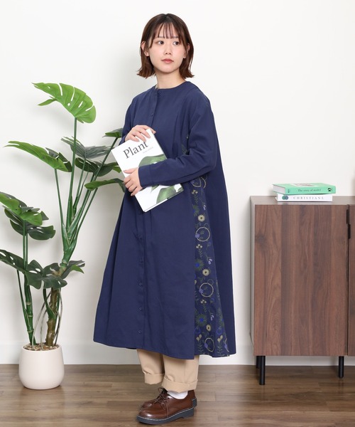 Emago（イマゴ） シャツワンピース 花パーツ刺繍ワンピース : ZOZOTOWN
