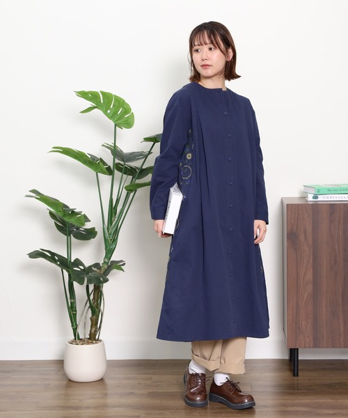 Emago（イマゴ） シャツワンピース 花パーツ刺繍ワンピース : ZOZOTOWN