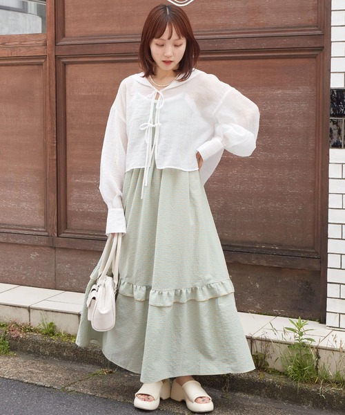 「w closet」 長袖ブラウス FREE オレンジ レディース_画像5