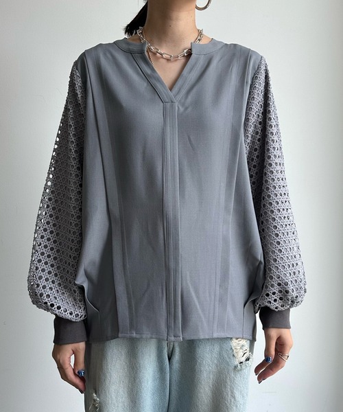 「DouDou」 長袖ブラウス FREE オフホワイト レディース_画像4