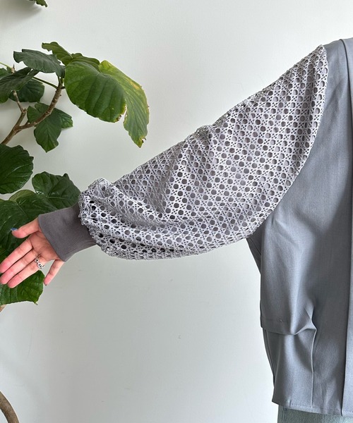 「DouDou」 長袖ブラウス FREE オフホワイト レディース_画像9