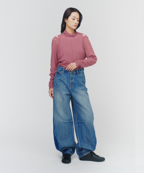 ワイドパンツ ジーンズ デニム デニムパンツ レディースの画像