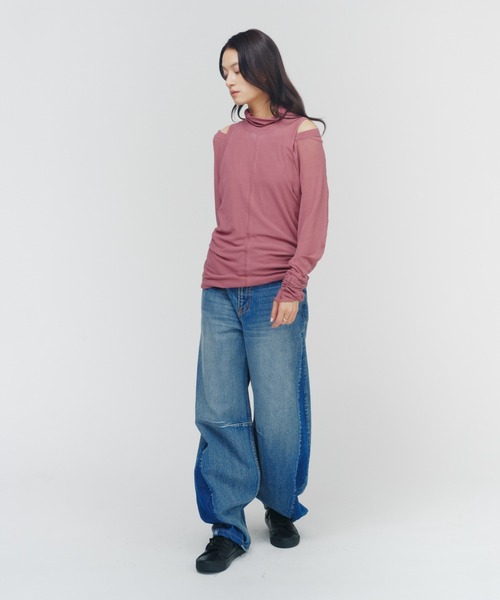ワイドパンツ ジーンズ デニム デニムパンツ レディースの画像