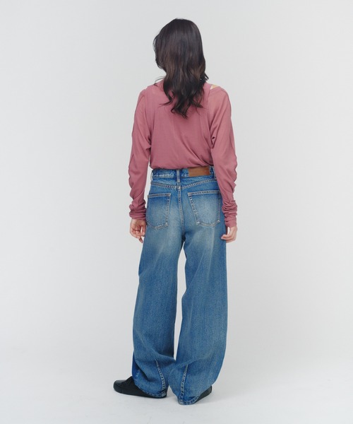 ワイドパンツ ジーンズ デニム デニムパンツ レディースの画像