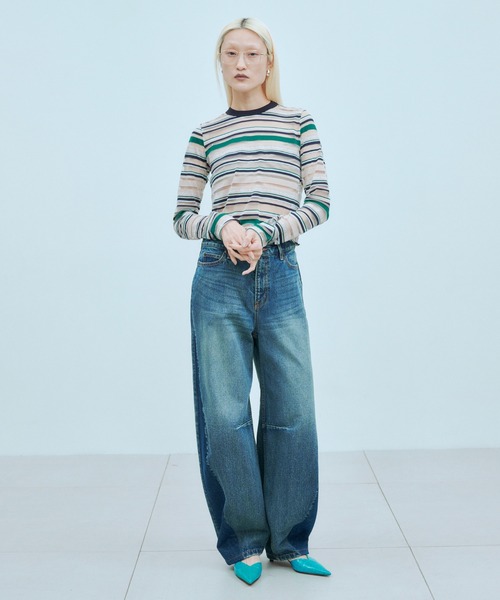 ワイドパンツ ジーンズ デニム デニムパンツ レディースの画像