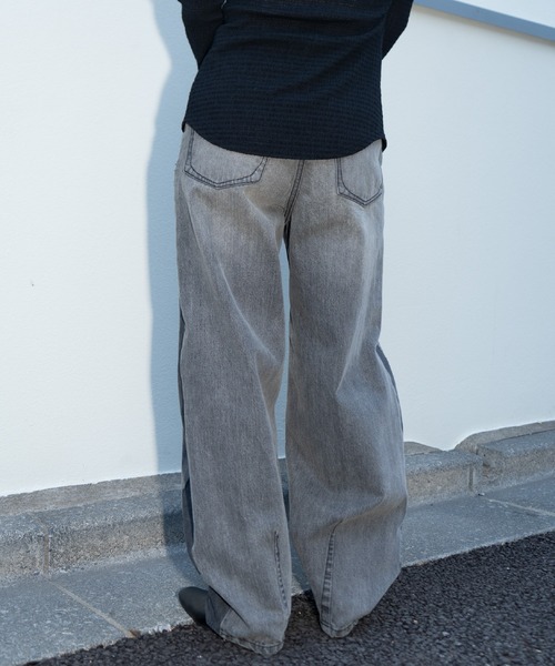 ワイドパンツ ジーンズ デニム デニムパンツ レディースの画像