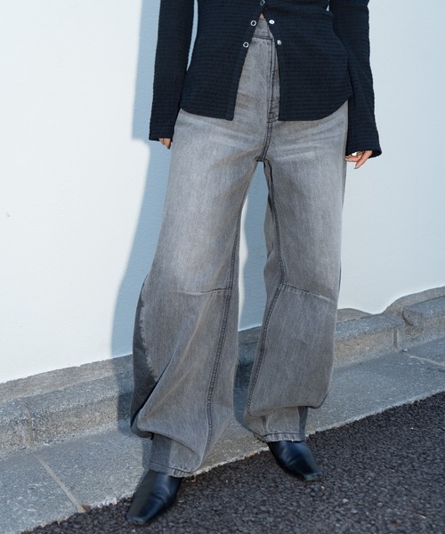 ワイドパンツ ジーンズ デニム デニムパンツ レディースの画像