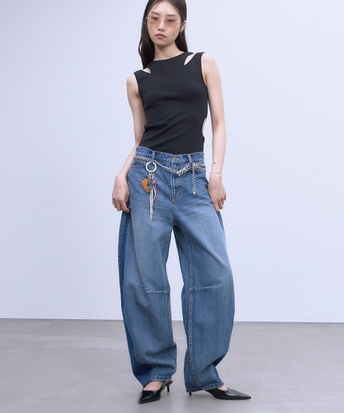 ワイドパンツ ジーンズ デニム デニムパンツ レディースの画像