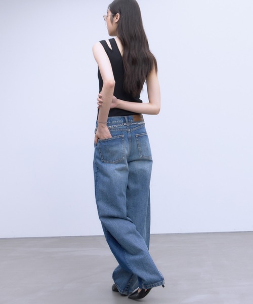 ワイドパンツ ジーンズ デニム デニムパンツ レディースの画像