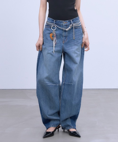 ワイドパンツ ジーンズ デニム デニムパンツ レディースの画像