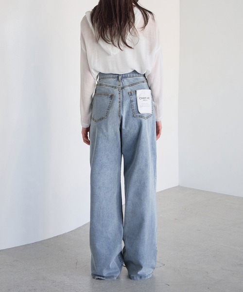 ワイドパンツ ジーンズ デニム デニムパンツ 「選べる2丈」ウエスト