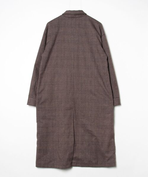 「EMMA CLOTHES」 チェック柄ステンカラーコート FREE ブラウン メンズ_画像2