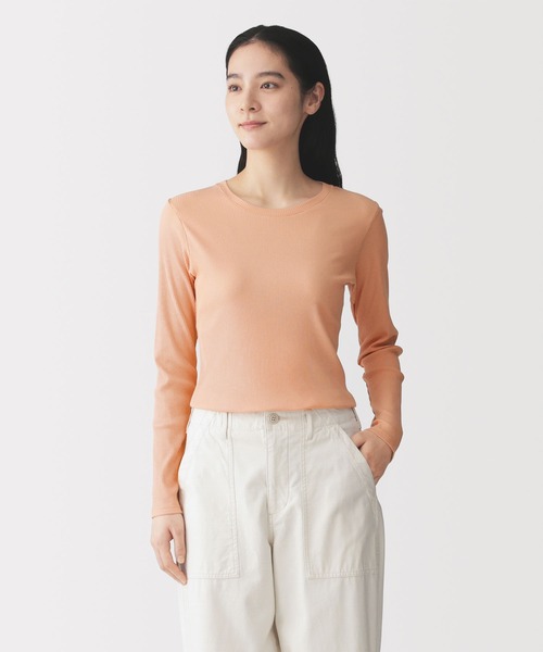 IÉNA リブ編み 長袖Tシャツ 無印良品（MUJI） tシャツ 婦人 なめらかリブ編みクルーネック長袖T