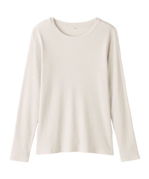 無印良品（MUJI） tシャツ 婦人 なめらかリブ編みクルーネック長袖T
