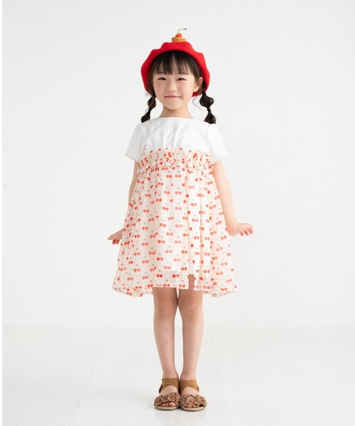 nino - 衣裳 お花＆桜んぼう刷り上げる 衣裳 キッズ 小わっぱ服 うしろ帯 子ども服、シューズ-ワンピース、チュニック